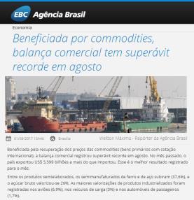 Commodities podem ser dividas em quatro categorias: 1. Commodities minerais: petróleo, ouro, minério de ferro etc.; 2.