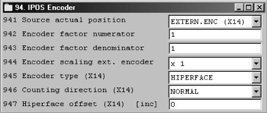 3 Elaboração do projecto Escala do accionamento Accionamento com encoder externo (acoplamento negativo) Neste caso, o encoder externo terá que ter activado e escalado antes da colocação em