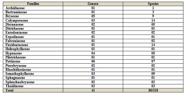 It was found that the Cerrado Maranhão has about 25% of the total species cited for the Cerrado from Brazil (Table 1), where the most representative families are Calymperaceae and Fissidentaceae,