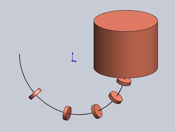 Figura 8.15: Este sistema é similar ao anterior. A diferença é que o afastamento entre os discos é decrescente com ângulos de 45, 39, 33, 27 e 15. Figura 8.