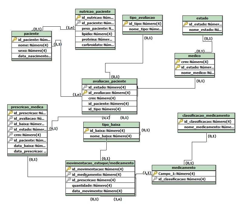 Para a construção do modelo entidade-relacionamento, após a construção do diagrama entidade-relacionamento, foram inseridos os