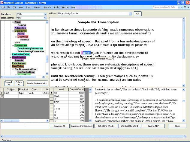 anotação sobre os dados; uma interface com o usuário, que é implantada através do Microsoft Access e do Internet Explorer, como pode ser visto na figura 9.