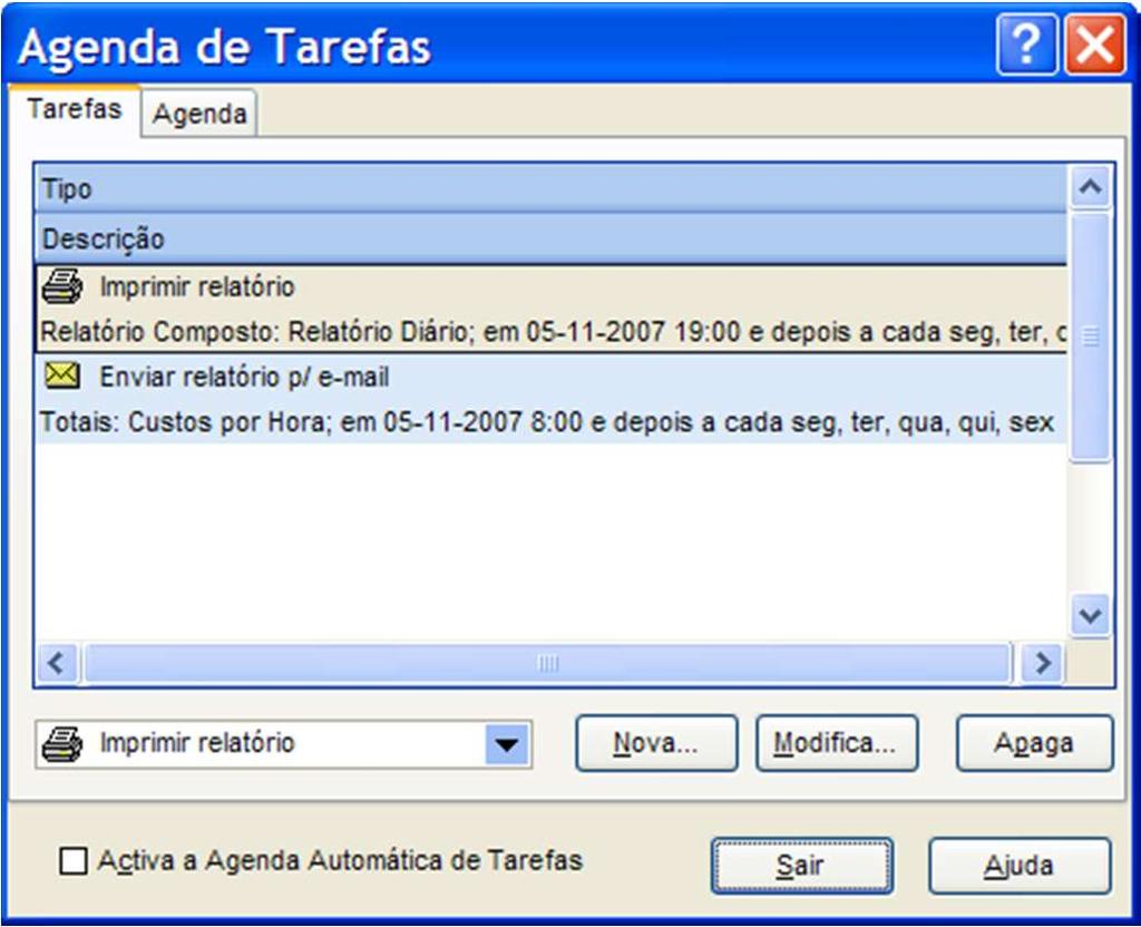 Agenda Automática de Tarefas O Teltax6 permite agendar tarefas
