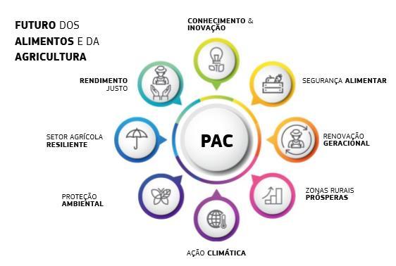 O FUTURO DA ALIMENTAÇÃO E DA AGRICULTURA PAC MAIS INTELIGENTE, MODERNA E SUSTENTÁVEL Objetivos da futura PAC: Promover um setor agrícola mais inteligente e resiliente Reforçar