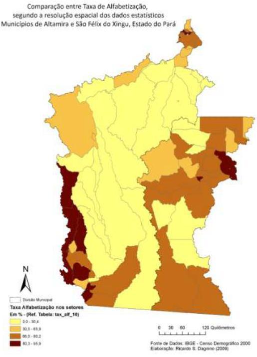 G1. Geoprocessamento para explorar as relações PEA a partir das condições observadas/medidas de uso e cobertura da terra e os dados populacionais Visualização tomando os dados demográficos observados