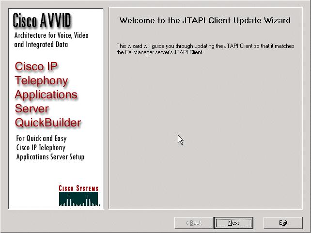 Figura 3: Boa vinda ao assistente da atualização do cliente de JTAPI 3.