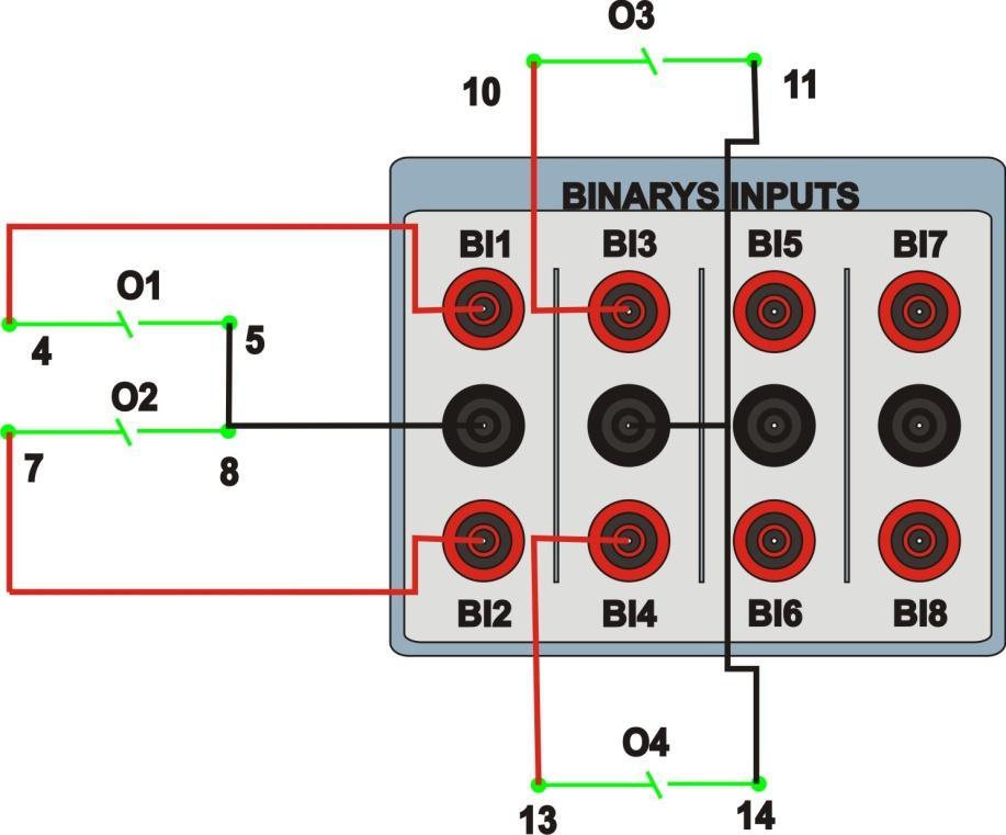 1.3 Entradas Binárias Ligue as Entradas Binárias do CE-6006 às saídas binárias do módulo A do relé.