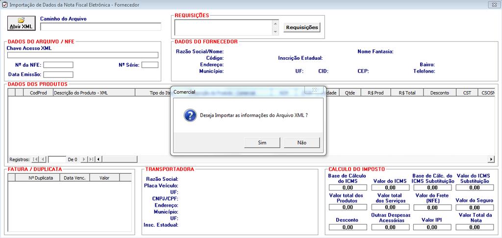 posteriormente participar do rateio de custo quando ocorrer o recebimento do XML dos produtos.