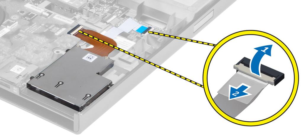 3. Desconecte: a. o cabo ExpressCard da placa do sistema b. o cabo da placa USH da placa USH 4.