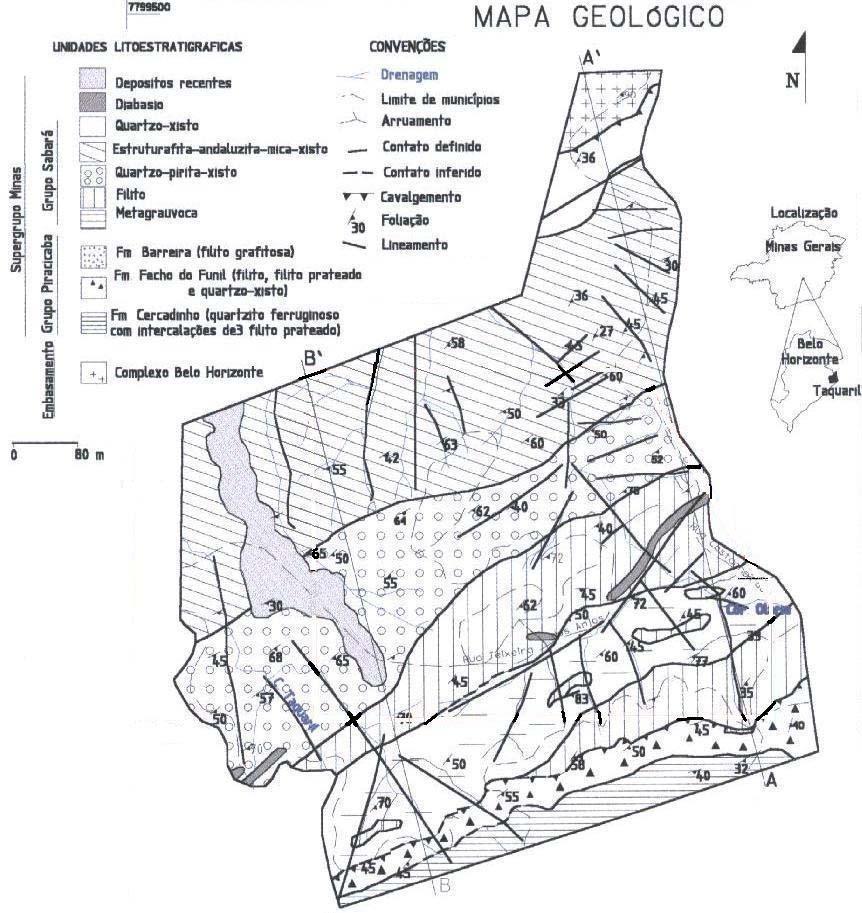 3 Área de Estudo e Amostragem 56 A Figura 3.5 mostra a diversidade litológica do substrato da região.
