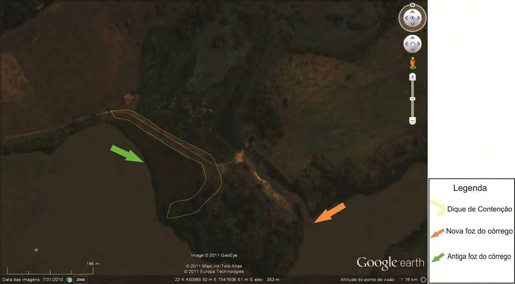 Fonte: Google Earth, 2010 O processo de ocupação e uso do solo, relacionados ao espaço rural, também influenciam na degradação ambiental do
