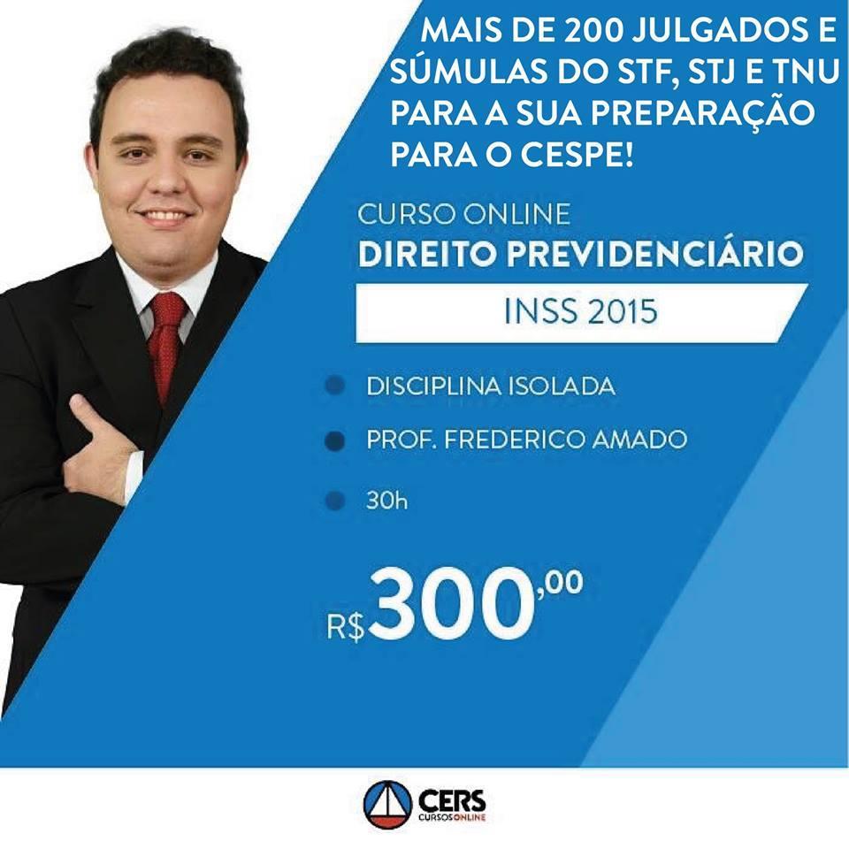 Curso on-line de Direito Previdenciário para o concurso do INSS Aulas gravadas em agosto, setembro e outubro de 2015 pelo prof.