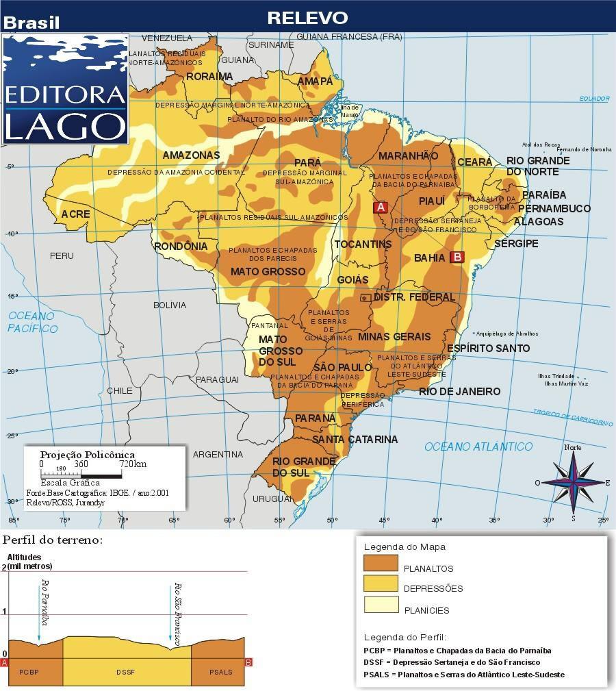 QUESTÃO 5 a) OBSERVE o mapa Brasil Relevo do seu Geoatlas (edição 2013, pág.