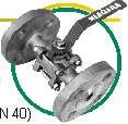 Corpo: ço carbono STM 216 Gr. WCB ço inoxidável STM 351 Gr. CF8 ço inoxidável STM 351 Gr. CF8M Esfera e haste: Sedes: ço inox.