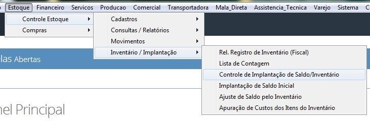 IMPLANTAÇÃO DE INVENTÁRIO IMPORTAÇÃO POR EXCEL 1 Para fazer o ajuste de inventário por Excel, volte