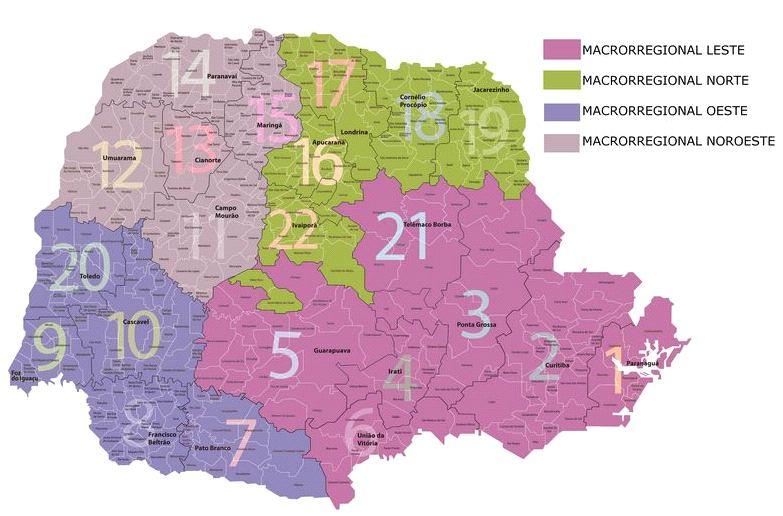 18 Figura 02- Distribuição das Macrorregionais de Saúde do Paraná: Fonte: https://goo.
