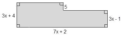 9 - Sabendo que x = 4, determine o perímetro do polígono: que x = 4, determine o perímetro do polígono: 10 - Se A = 2x + 4y + 5, B = 2x + 2y - 3 e C = +4x y + 4, então A B + C é igual a: a) + x + y +