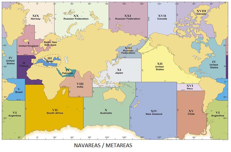 região de dois dígitos (01 a 21) para cada uma das 21 NAVAREA / METAREA, apresentadas na figura abaixo: Chamada para áreas geográficas variáveis: A SES aceita chamadas numa determinada região