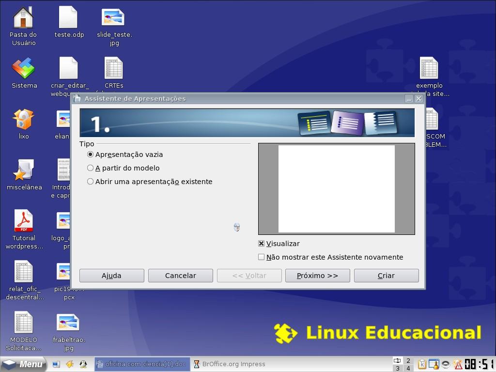 Anexo I Tutorial Apostila TV multimídia 8 (PARTE DA APOSTILA) Atividade 01 Criando um Objeto de aprendizagem simples 1. Criar no BrOffice Impress um slide, acrescentando imagens e textos. 2.