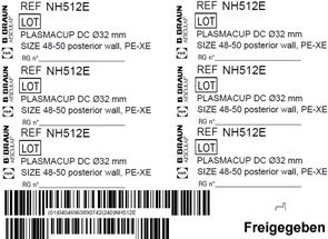 da rastreabilidade do produto: Esquema de compatibilidade entre acetábulo Plasmacup DC e liner Vitelene. Esquema de compatibilidade entre liner Vitelene e cabeça cerâmica e metálica.