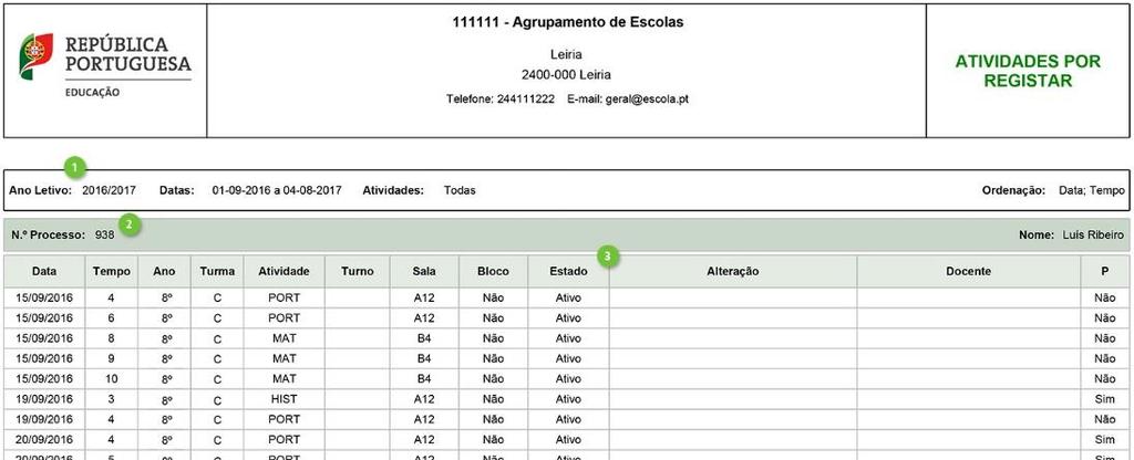 17 Ao exportar para PDF, será gerado um ficheiro com o seguinte aspeto, onde poderá visualizar: 1.