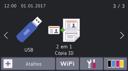 Apresentação do ecrã tátil LCD DCP-L8410CDW/ MFC-L8690CDW Pode selecionar entre dois tipos de ecrã para definir como ecrã inicial principal: ecrãs iniciais e ecrã de atalhos.