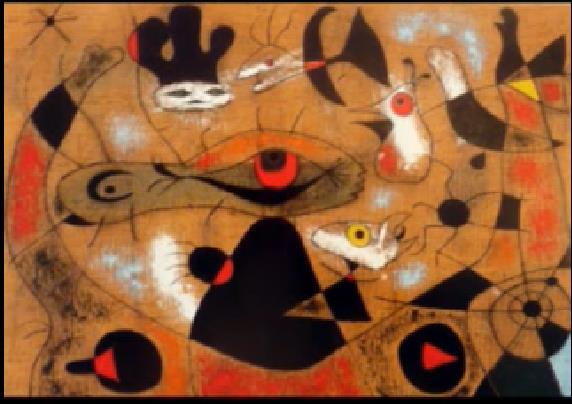 Contextualizar: referir que Miró vivia em França e por causa da 2ª Guerra Mundial teve que voltar a Espanha e foi olhando o céu que encontrou paz e esperança para o seu sofrimento o
