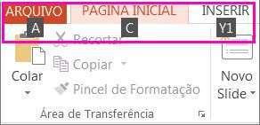 Todos os rótulos de Dica de Tecla dos recursos da guia aparecerão, portanto, basta pressionar a tecla do recurso desejado 62 Tarefas Comuns no PowerPoint Movendo-se entre painéis Para fazer isto