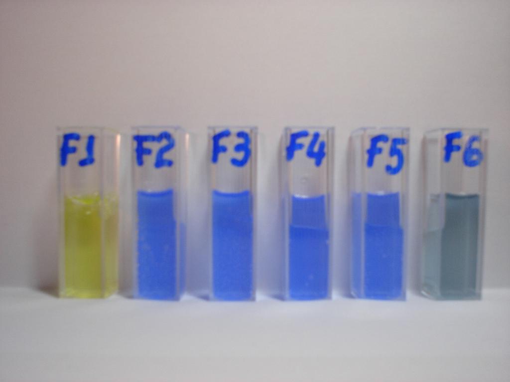 Figura 30: Azul de Bromofenol em função do ph (2,2; 2,5; 2,9; 3,2; 3,6; 3,9; 4,3; 4,6; 4,9; 5,4).