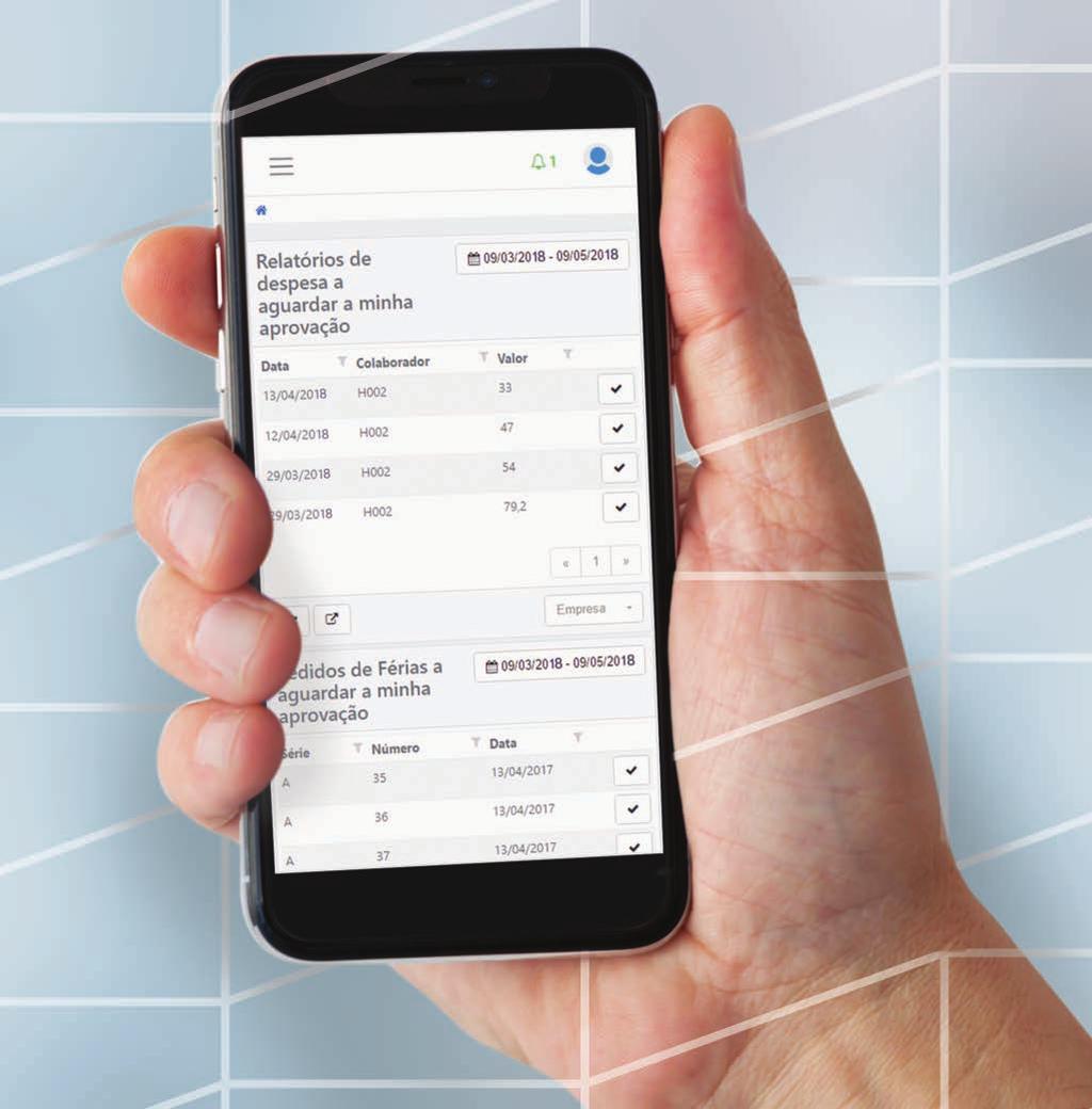 Aprove despesas ou pedidos de férias em qualquer equipamento.