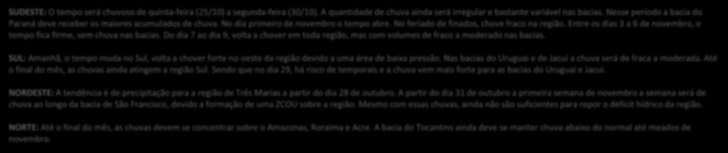 PRECIPITAÇÕES PRÓXIMOS 1 DIAS (ETA/CPTEC 4 KM) : O tempo será