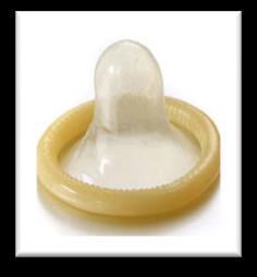 Preservativo masculino: Consiste em um envoltório de látex, poliuretano ou silicone, bem fino, porém resistente, que recobre o pênis durante o ato sexual e retém o esperma por ocasião