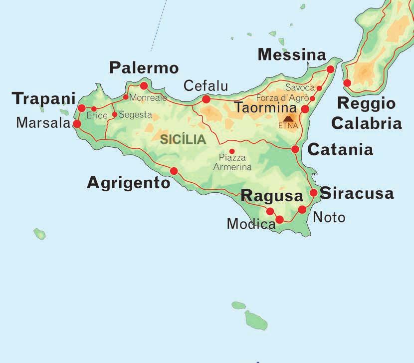 TOUR ROUTE - ÔNIBUS DELUXE PALERMO > ERICE 120 KM ERICE > MARSALA 50 KM MARSALA > AGRIGENTO 130 KM AGRIGENTO > NOTO 250 KM NOTO > SIRACUSA 40 KM SIRACUSA > TAORMINA 120 KM TAORMINA > SAVOCA 30 KM