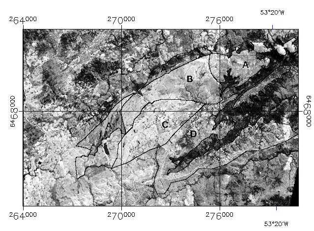 Figura 21: Imagens acromáticas com realce linear das bandas 1 (b1) e 2 (b2).