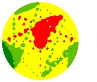 As cores estão associadas às faixas de velocidade, tanto na malha XY quanto na malha de difração.