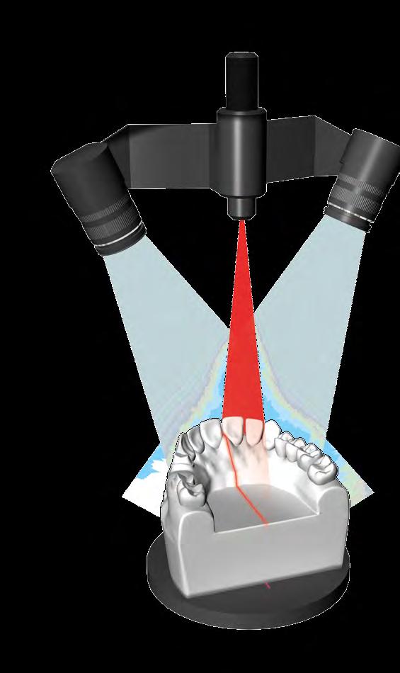 Escaneamento à laser A triangulação 3D por laser é um sistema sem contato ativo, que utiliza um feixe de laser para obter as medições do objeto.