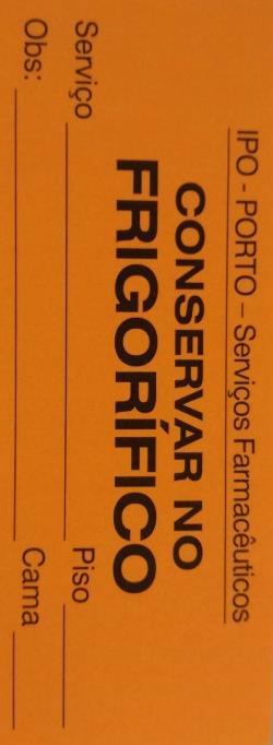Anexo 2 Etiqueta identificativa de conservação no frigorífico.