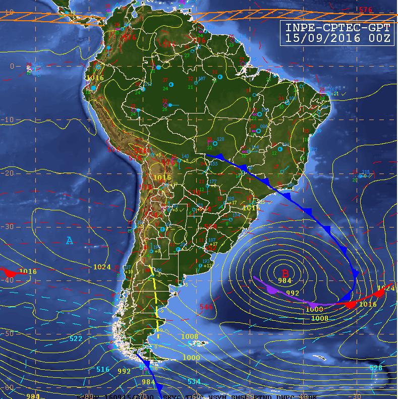 ANÁLISE SINÓTICA DO TEMPO A previsão do tempo inicia com uma análise das condições mais atuais da região de interesse.