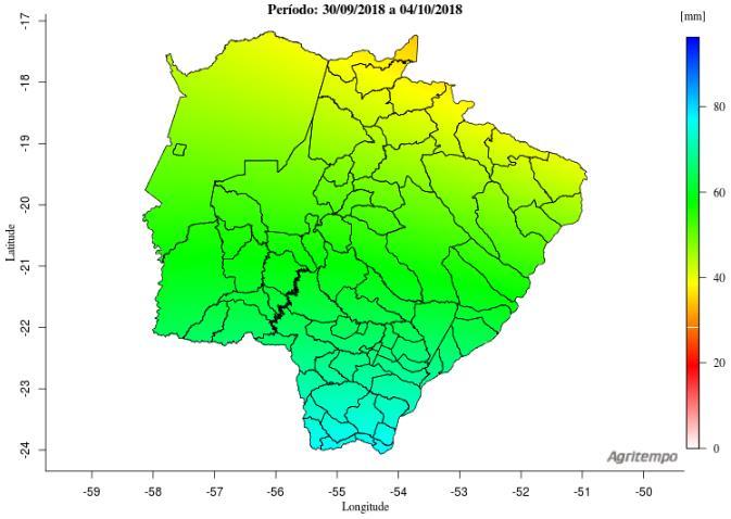 Estiagem Agrícola Na Figura 2, de acordo com o modelo Agritempo (Sistema de Monitoramento Agro Meteorológico), considerando até a data de 04/10/18, as regiões representadas pela coloração verde se
