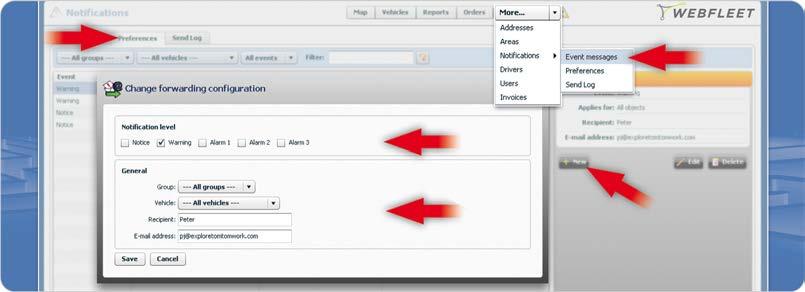 Reencaminhar mensagens de estado para o seu endereço de email As mensagens de estado podem ser reencaminhadas para a sua caixa de email.