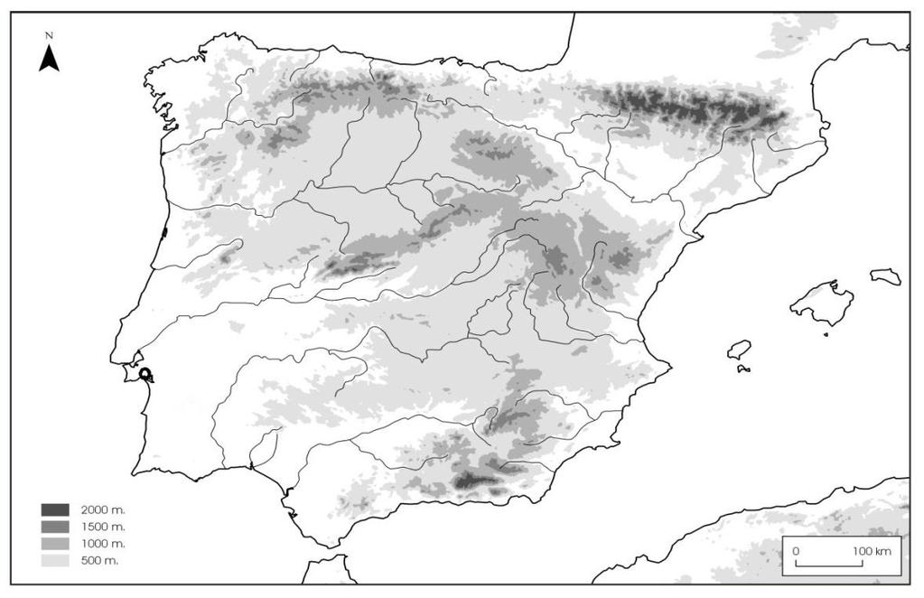 Figura 1 Localização de Palmela na Península Ibérica (base cartográfica: http://tp.revistas.csic.es).