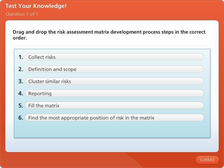 PROPERTIES On passing, 'Finish' button: On failing, 'Finish' button: Allow user to leave quiz: User may view