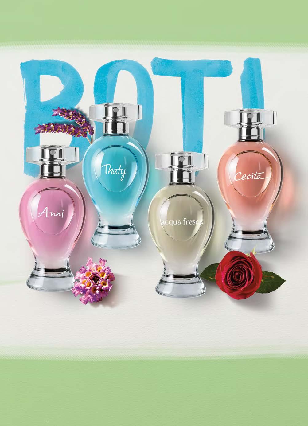 PERFUMARIA BOTICOLLECTION OS ÍCONES DO BOTICÁRIO QUE FAZEM PARTE DA SUA HISTÓRIA ANNI 71876 THATY 19734 ACQUA FRESCA 22230 CECITA 22248 Uma fragrância deli, para mulheres que vivem a vida com muita