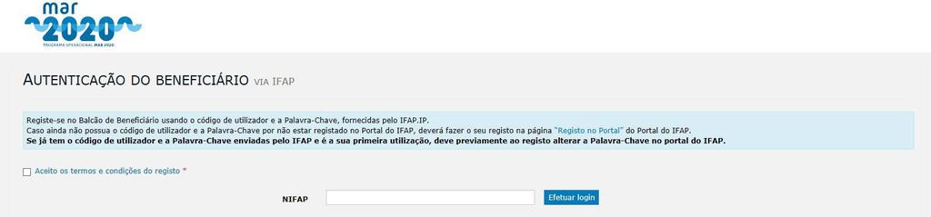http://www.ifap.pt. Só depois de as receber poderá dar continuidade ao registo no BB, começando por introduzir no ecrã de registo o seu NIFAP, como é visível na Figura 3.