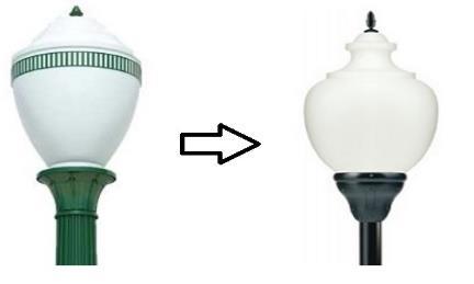 57 de luminárias, foi localizado uma luminária semelhante à ornamental do tipo republicano, da empresa Simon Lighting (modelo GO1) tipo clássica urbana, para lâmpadas de descarga de alta intensidade.