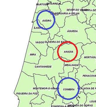 REVISÃO DO PDM DE ANADIA Estudos de caracterização e diagnóstico Figura 3 Equidistância a Aveiro e Coimbra 1.2.