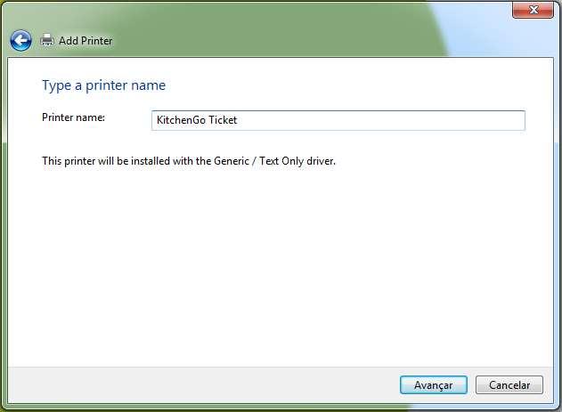 selecione Generic/Text only e clique em Avançar.