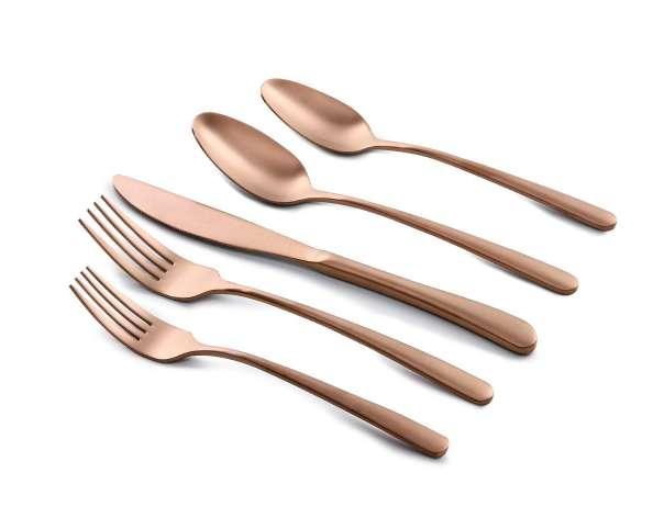 talheres 30 pcs Ouro Matte 6 Colheres de mesa 20,5 cm 6 Garfos de mesa 21 cm 6 Facas de mesa 23,4 cm 6 Colheres de sobremesa 19 cm 6 Garfos de sobremesa 19 cm 943780 Conjunto de talheres 30 pcs Preto