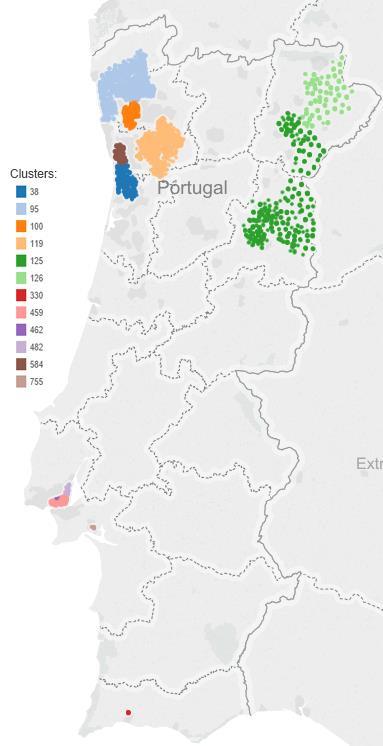 Continental, especificamente nos distritos de Braga, Viana do Castelo, Bragança, Guarda, Porto, Aveiro, Guarda, Coimbra, Lisboa, Setúbal e Faro.