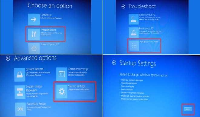 Em seguida, selecione a opção Troubleshoot, após isso selecione a opção Advanced Options e então selecione a opção Startup Settings e clique no botão Restart, conforme ilustra a Figura 35.